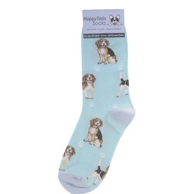 Novelty Socks 14.0" Beagle Happy Tails Socks Premium Quality Unisex E & S Pet  -  Socks