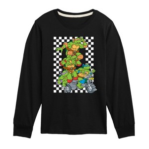 Boys' - Teenage Mutant Ninja Turtles - Checker Graphic Long Sleeve Graphic T-Shirt - 1 of 4