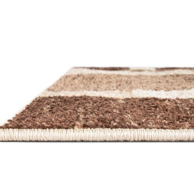 Light Brown Geometric 9' x 12' Synthetic Area Rug
