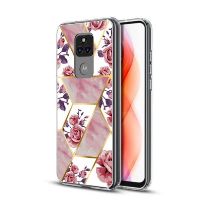 MyBat Fusion Protector Cover Case Compatible With Motorola Moto G Play (2021) - Electroplated Roses Marbling