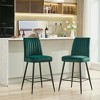 Okak Set of 2 Modern Velvet Counter Height Bar Stools for Dining Rooms,Armless Chairs Counter Bar Stools with Black Metal Legs - 2 of 4