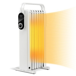 Costway 1500W Electric Space Heater Oil Filled Radiator Heater W/ Foldable Rack White\Black - 1 of 4