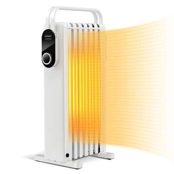 Costway 1500W Electric Space Heater Oil Filled Radiator Heater W/ Foldable Rack White\Black