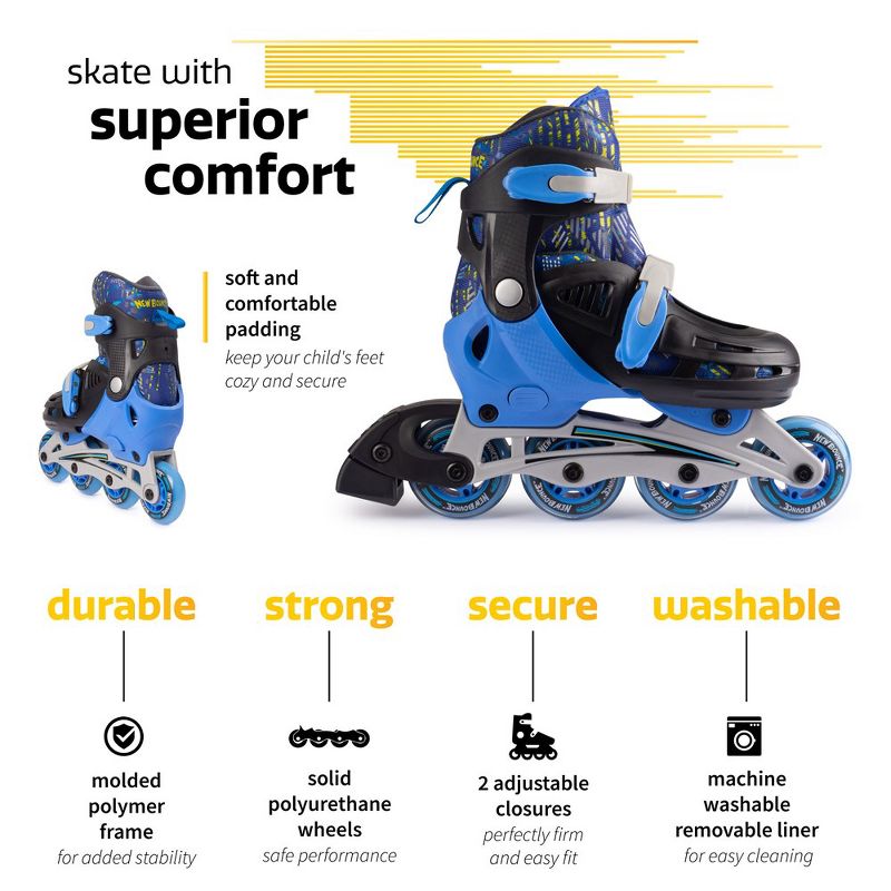 New Bounce Roller Skates for Kids, 4 Wheel Inline Roller blades, Adjustable, 5 of 7