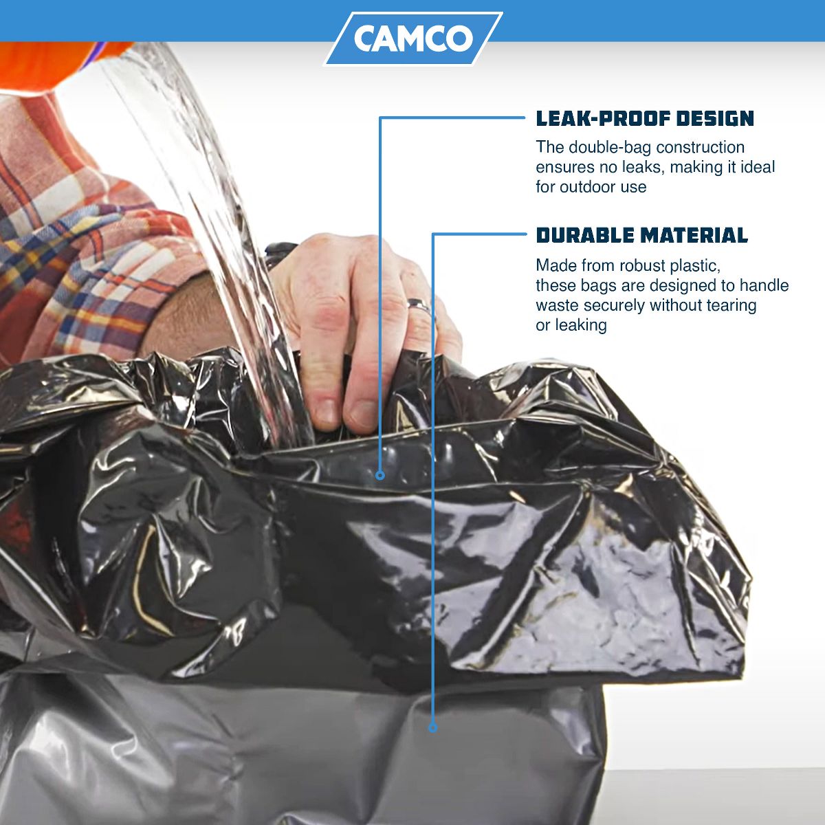 Camco Leak Proof Double Lined Camping Toilet Waste Bags, Travel Bucket Potty Bags for Camping, Hunting, & Outdoor Activities 10 Pack - thumbnail 8