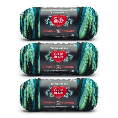 Red Heart All in One Granny Square Yarn 24 Pack-Black- Cyber Leaf