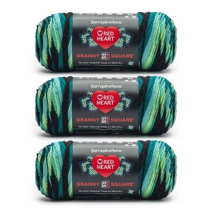 Red Heart All in One Granny Square Yarn 24 Pack-Black- Cyber Leaf - 1 of 4