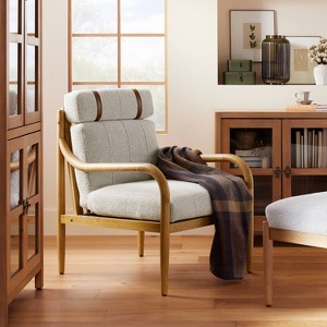 Boucle Upholstered Wood Accent Arm Chair  - Hearth & Hand™ with Magnolia - 1 of 4