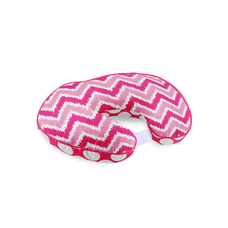 Bacati - 3 pc Chevron/Dots Pink Fuchsia Hugster Feeding & Infant Support Nursing Pillow with 2 removable zippered covers, 5 of 7
