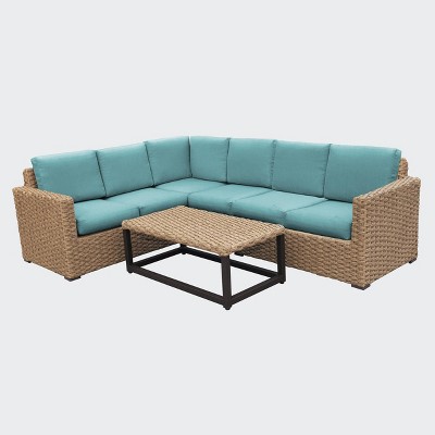 Avalon 5pc Outdoor Sectional - Spa Blue - Leisure Made