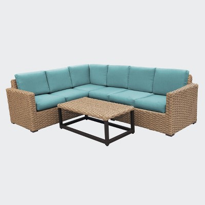 Avalon 5pc Outdoor Sectional - Spa Blue - Leisure Made