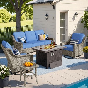 XIZZI OUTDOOR SWIVEL ROCKER SETS: 3-PC Rocker + Modular Sofa & Fire Pit Options - All-Weather Fabric, 8 Color Choices for Patio, Garden, Poolside - 1 of 4