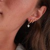 3-Pair Gold Huggie Hoop Earrings Set - CZ Stud, Dangle Pearl & Leaf Climber, Hypoallergenic Cartilage Everyday Jewelry - 3 of 4