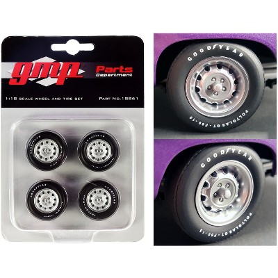 Muscle Car Rally Wheels and Tires Set of 4 pieces from "1970 Dodge Coronet Super Bee" 1/18 by GMP