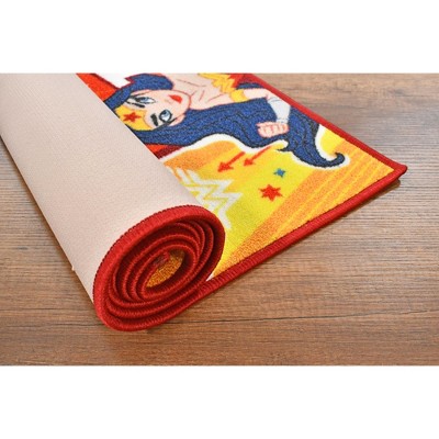 Justice League Girls Hopscotch Educational Play Rug 72 x 31 in