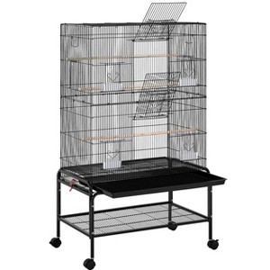 Yaheetech 53"H Rolling Metal Parrot Cage  Birdcage, Black - 1 of 4