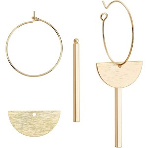 24Pcs Half Round & Cuboid Charm Pendants, 18K Gold Plated Brass with Hoop Findings for DIY Earrings - 1 of 4
