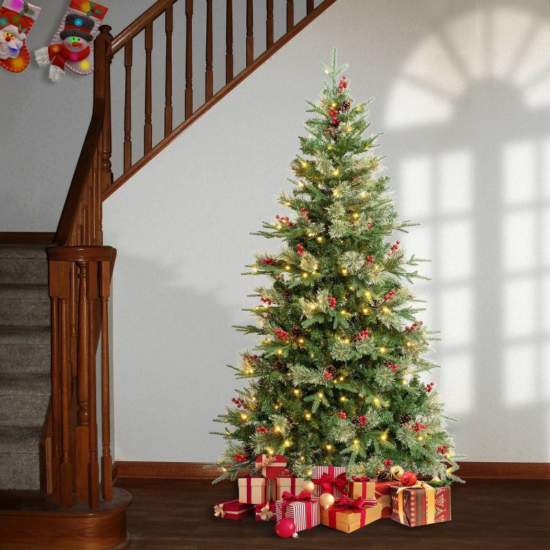 National Tree Company First Traditions 6&#39; Pre-Lit LED Virginia Pine Artificial Christmas Tree White Lights, 3 of 5