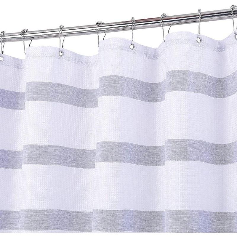 Striped Shower Curtain Waffle Weave Textured Shower Curtain, 2 of 6