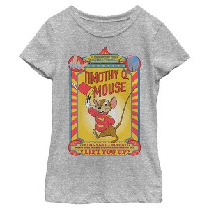Girl's Dumbo Timothy Q. Mouse Circus Poster T-Shirt - 1 of 4