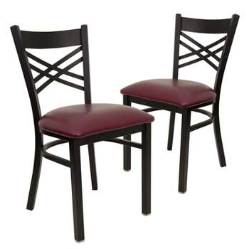 Emma and Oliver 2 Pack "X" Back Metal Restaurant Chair