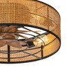 Airsurfer 19" Black Flush Mount Cage Ceiling Fan with LED Light, with 7 Dark Brown Blades,Remote Included - 4 of 4