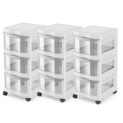 Life Story Classic 3 Shelf Storage Organizer Plastic Drawers, White (3 Pack)