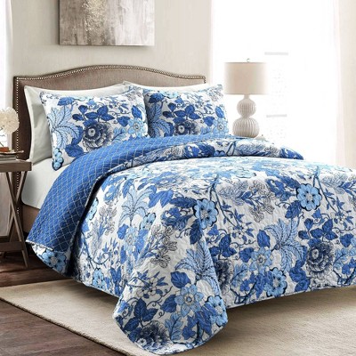 3pc Full/queen Sydney Quilt Bedding Set Navy/white - Lush Décor : Target