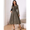 INSPIRE CHIC Women's Leopard Print Long Sleeve Tie V Neck Flowy Party Y2k Cheetah Dresses with Pockets - 3 of 4