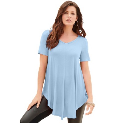 Roaman's Women's Plus Size Swing Ultra Femme Tunic - 14/16, Blue : Target