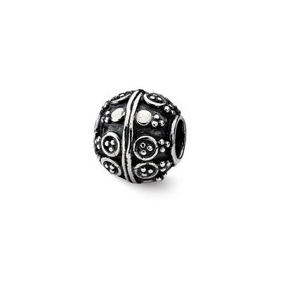 Black Bow Jewelry Sterling Silver Antiqued Artisan Dotted Design Bead Charm