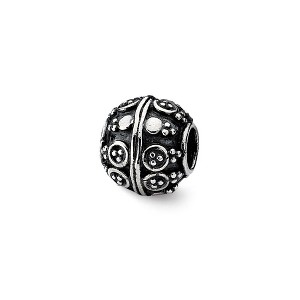 Black Bow Jewelry Sterling Silver Antiqued Artisan Dotted Design Bead Charm - 1 of 2