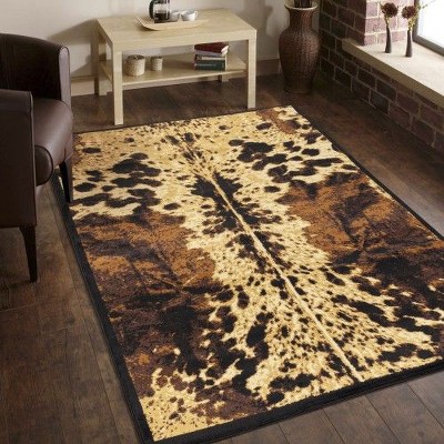 Kumasinova Cowhide Design Area Rug – Luxurious Feel for Living Room, Kid & Pet-Friendly, Made in Turkey, Stain-Resistant Door Mat