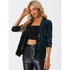 Allegra K Women's Open Front Collarless 3/4 Sleeve Sequin Velvet Jacket - 2 of 4