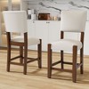 Okak 40.4 Inch Bar Stools Set of 4, Mid Century Modern Counter Stools with Linen Upholstery&Wood Legs, for Kitchen Island, Dining Room - 4 of 4
