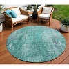 Teal Blue Green And Gray Abstract Washable Indoor Outdoor Area Rug - 2 of 4
