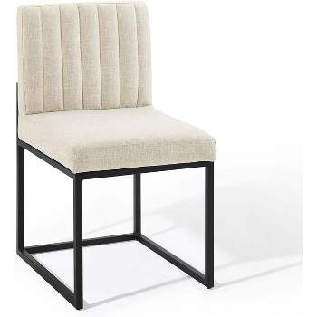 Modway Carriage Channel Tufted Sled Base Upholstered Fabric Dining Chair