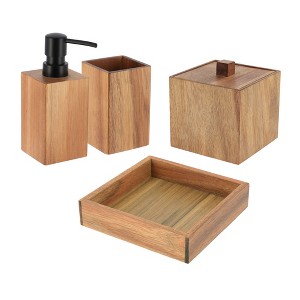 Evideco French Home Goods Acacia Bathroom Accessory Set 4-Pieces - 1 of 4