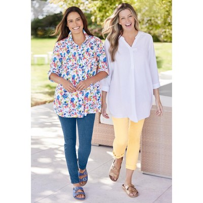 Azure Plus Size Rayon Pintucked Tunic Blouse, 5XL