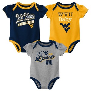 NCAA West Virginia Mountaineers Infant Girls' 3pk Bodysuit - 1 of 4