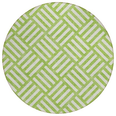 Lime Green And Ivory Geometric Washable Indoor Outdoor Area Rug