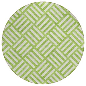 Lime Green And Ivory Geometric Washable Indoor Outdoor Area Rug - 1 of 4