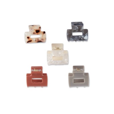 scunci Mini Claw Clips - Neutral Solids and Patterns - Fine Hair - 5pcs - image 2