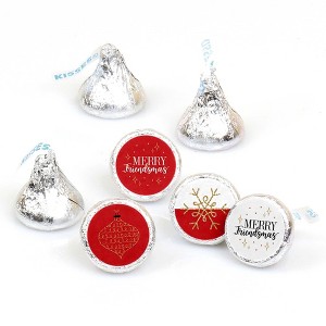 Big Dot of Happiness Red and Gold Friendsmas - Friends Christmas Party Round Candy Sticker Favors - Labels Fits Chocolate Candy (1 Sheet of 108) - 1 of 4