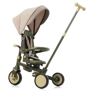 Whisen 7 in 1 Baby Tricycle, Foldable Toddler Tricycle with Removable and Adjustable Parent Handle, Canopy, and Guardrail - 1 of 4