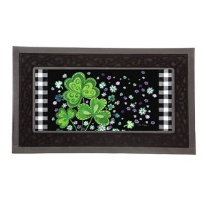 Evergreen Shamrocks Buffalo Plaid Sassafras Indoor Outdoor Switch Doormat 1'10"x10" Black - 1 of 4