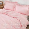 Pink Ruffle Duvet Cover Queen, 3 - Piece Soft Blush Microfiber Set with Zipper Ties - 3 of 4