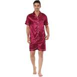 Lars Amadeus Men's Short Sleeve Top and Pants Summer Satin Pajama Sets