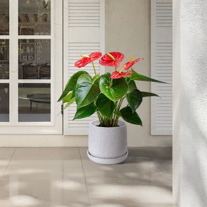 Chic Crate Set of 2 Modern Ceramic Planter Pots – Indoor & Outdoor Flowerpot with Drainage Hole for Patio & Windowsill - 1 of 4