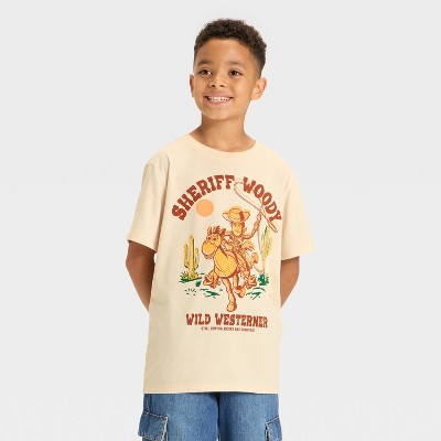 Boys' Toy Story Sheriff Woody Short Sleeve Graphic T-Shirt - Light Brown